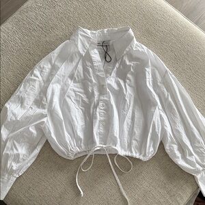 Zara White Cropped Blouse